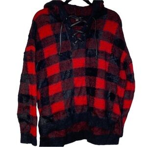 Rock & Republic Buffalo Plaid Check Hooded Sweater Soft & Cozy XL
